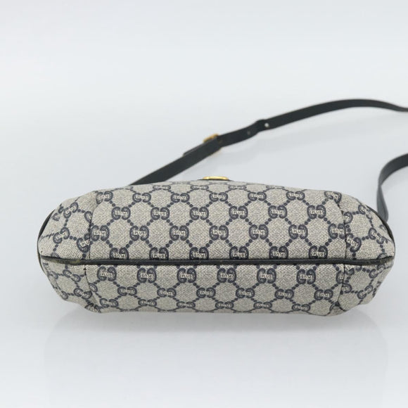 GUCCI GG Supreme Shoulder Bag PVC Navy Gold Auth 193574