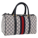 GUCCI GG Supreme Sherry Line Hand Bag PVC Navy Gold 24 02 006 Auth 193575-1