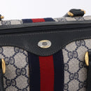 GUCCI GG Supreme Sherry Line Hand Bag PVC Navy Gold 24 02 006 Auth 193575-18