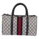 GUCCI GG Supreme Sherry Line Hand Bag PVC Navy Gold 24 02 006 Auth 193575-13