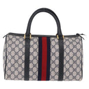 GUCCI GG Supreme Sherry Line Hand Bag PVC Navy Gold 24 02 006 Auth 193575-2