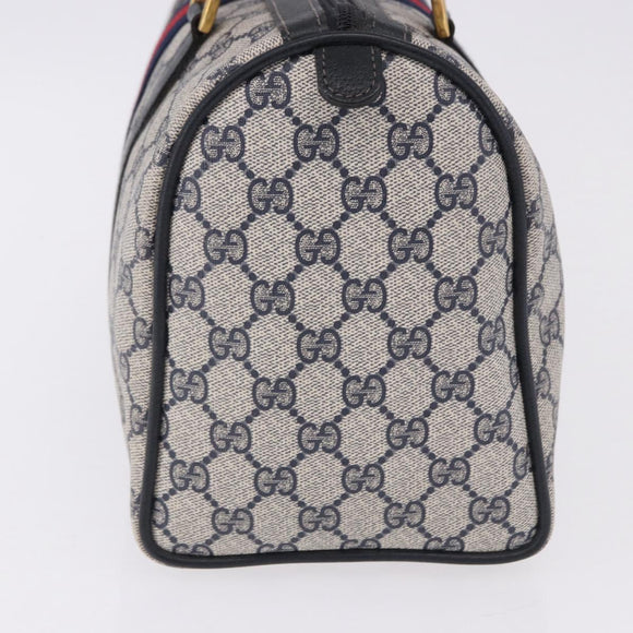 GUCCI GG Supreme Sherry Line Hand Bag PVC Navy Gold 24 02 006 Auth 193575