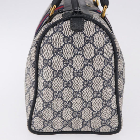 GUCCI GG Supreme Sherry Line Hand Bag PVC Navy Gold 24 02 006 Auth 193575
