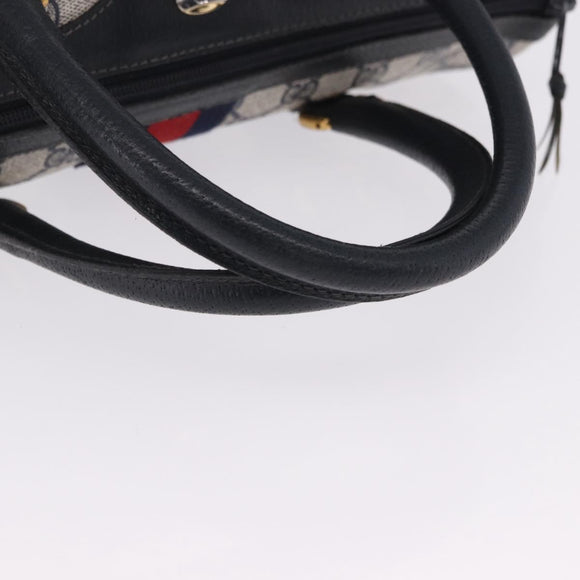 GUCCI GG Supreme Sherry Line Hand Bag PVC Navy Gold 24 02 006 Auth 193575