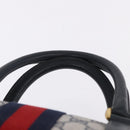 GUCCI GG Supreme Sherry Line Hand Bag PVC Navy Gold 24 02 006 Auth 193575-8