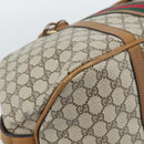 GUCCI GG Supreme Web Sherry Line Boston Bag PVC Beige Gold Auth 193576A-14