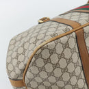 GUCCI GG Supreme Web Sherry Line Boston Bag PVC Beige Gold Auth 193576A-16