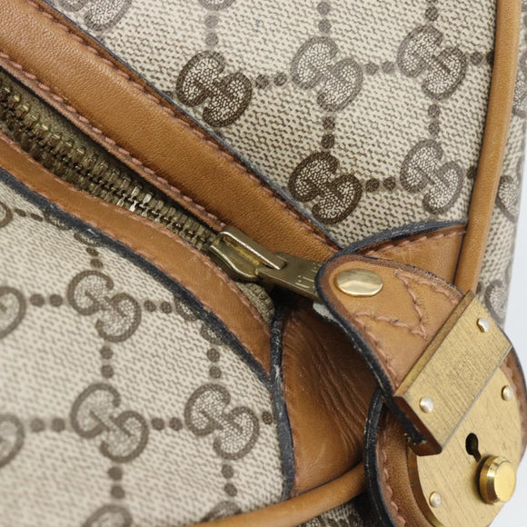 GUCCI GG Supreme Web Sherry Line Boston Bag PVC Beige Gold Auth 193576A