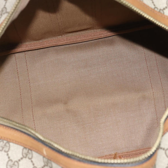 GUCCI GG Supreme Web Sherry Line Boston Bag PVC Beige Gold Auth 193576A