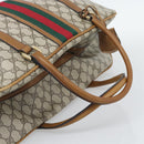 GUCCI GG Supreme Web Sherry Line Boston Bag PVC Beige Gold Auth 193576A-7