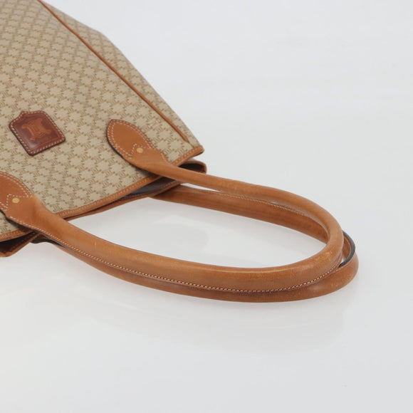 CELINE Macadam Canvas Tote Bag PVC Beige Gold Auth 193577