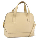 CELINE Hand Bag Leather 2way Ivory Gold Auth 193579-1