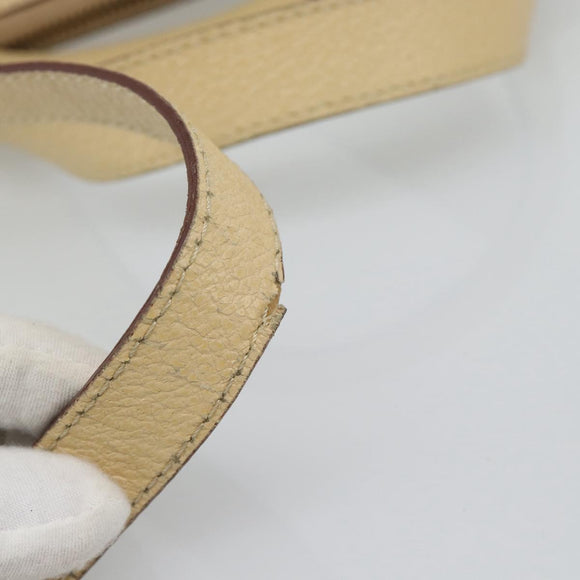 CELINE Hand Bag Leather 2way Ivory Gold Auth 193579