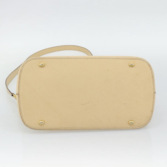 CELINE Hand Bag Leather 2way Ivory Gold Auth 193579
