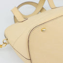 CELINE Hand Bag Leather 2way Ivory Gold Auth 193579-14