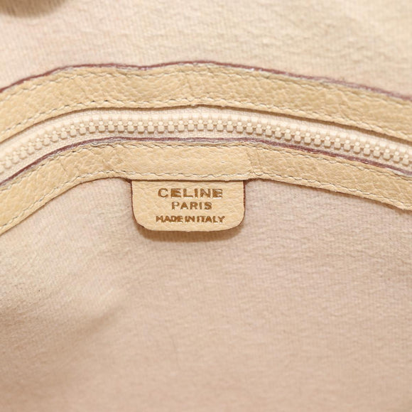 CELINE Hand Bag Leather 2way Ivory Gold Auth 193579