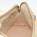 CELINE Hand Bag Leather 2way Ivory Gold Auth 193579-20