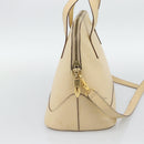 CELINE Hand Bag Leather 2way Ivory Gold Auth 193579-4