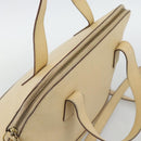 CELINE Hand Bag Leather 2way Ivory Gold Auth 193579-6