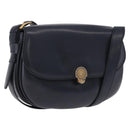 CELINE Shoulder Bag Leather Navy Gold Auth 193580A-1