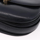 CELINE Shoulder Bag Leather Navy Gold Auth 193580A-11