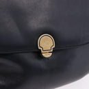 CELINE Shoulder Bag Leather Navy Gold Auth 193580A-14