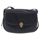 CELINE Shoulder Bag Leather Navy Gold Auth 193580A-2