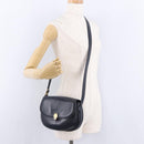 CELINE Shoulder Bag Leather Navy Gold Auth 193580A-24