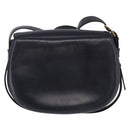 CELINE Shoulder Bag Leather Navy Gold Auth 193580A-3