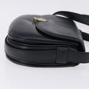 CELINE Shoulder Bag Leather Navy Gold Auth 193580A-4