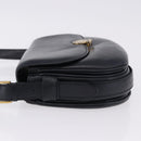 CELINE Shoulder Bag Leather Navy Gold Auth 193580A-5