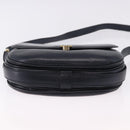 CELINE Shoulder Bag Leather Navy Gold Auth 193580A-9