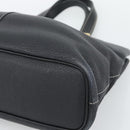 Burberrys Hand Bag Leather Black Gold Auth 193582A-9