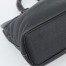 Burberrys Hand Bag Leather Black Gold Auth 193582A-14