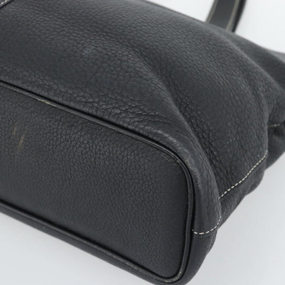 Burberrys Hand Bag Leather Black Gold Auth 193582A