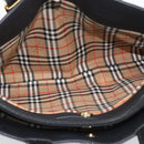 Burberrys Hand Bag Leather Black Gold Auth 193582A-10
