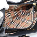 Burberrys Hand Bag Leather Black Gold Auth 193582A-12
