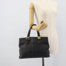 Burberrys Hand Bag Leather Black Gold Auth 193582A-20