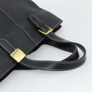 Burberrys Hand Bag Leather Black Gold Auth 193582A-7