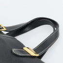 Burberrys Hand Bag Leather Black Gold Auth 193582A-8