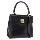 CELINE Hand Bag Leather 2way Black Gold Auth 193583A-1