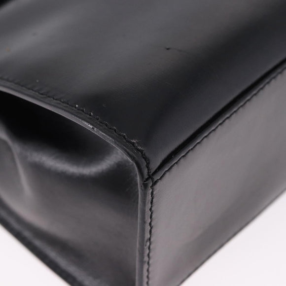 CELINE Hand Bag Leather 2way Black Gold Auth 193583A