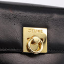 CELINE Hand Bag Leather 2way Black Gold Auth 193583A-16