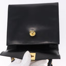 CELINE Hand Bag Leather 2way Black Gold Auth 193583A-17