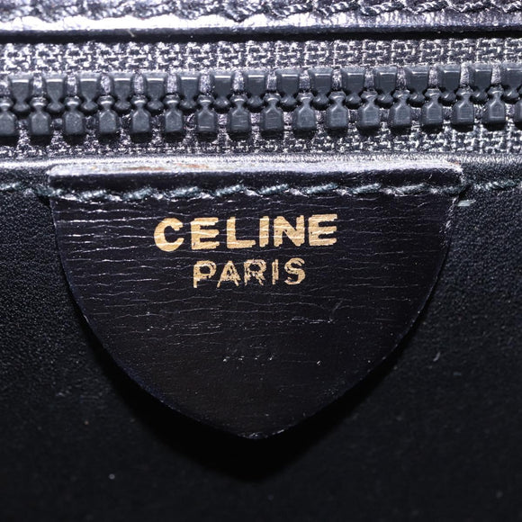 CELINE Hand Bag Leather 2way Black Gold Auth 193583A