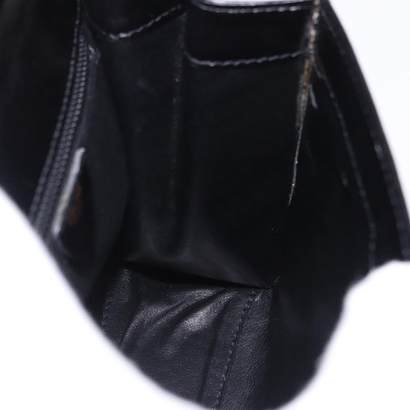 CELINE Hand Bag Leather 2way Black Gold Auth 193583A