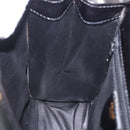 CELINE Hand Bag Leather 2way Black Gold Auth 193583A-21