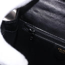 CELINE Hand Bag Leather 2way Black Gold Auth 193583A-22