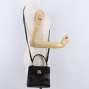 CELINE Hand Bag Leather 2way Black Gold Auth 193583A-24