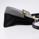 CELINE Hand Bag Leather 2way Black Gold Auth 193583A-4